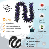 Guirnalda de Navidad y Halloween de 9 pies preiluminada con 50 luces LED moradas