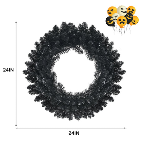 Corona de Halloween preiluminada de 24 pulgadas con 35 luces LED moradas