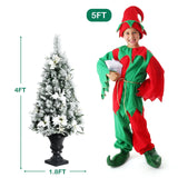 4 Feet Pre-lit Snowy Christmas Entrance Tree with White Berries and Flowers