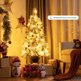 4 Feet Pre-lit Snowy Christmas Entrance Tree with White Berries and Flowers