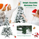 Snow Flocked Christmas Pencil Tree with Berries and Poinsettia Flowers
