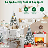 Árbol de Navidad Artificial Nevada de 5 Pies con Bisagras, Bayas y Flores de Pascua
