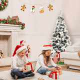 Árbol de Navidad Artificial Nevada de 5 Pies con Bisagras, Bayas y Flores de Pascua