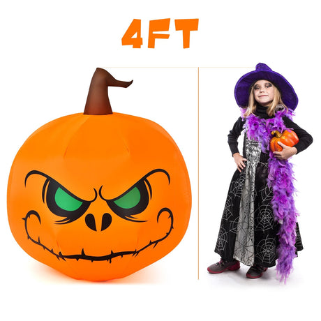 Calabaza inflable de Halloween de 4 pies con luz LED incorporada