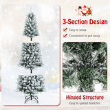 Snow-Flocked Hinged Artificial Christmas Pencil Tree with Mixed Tips