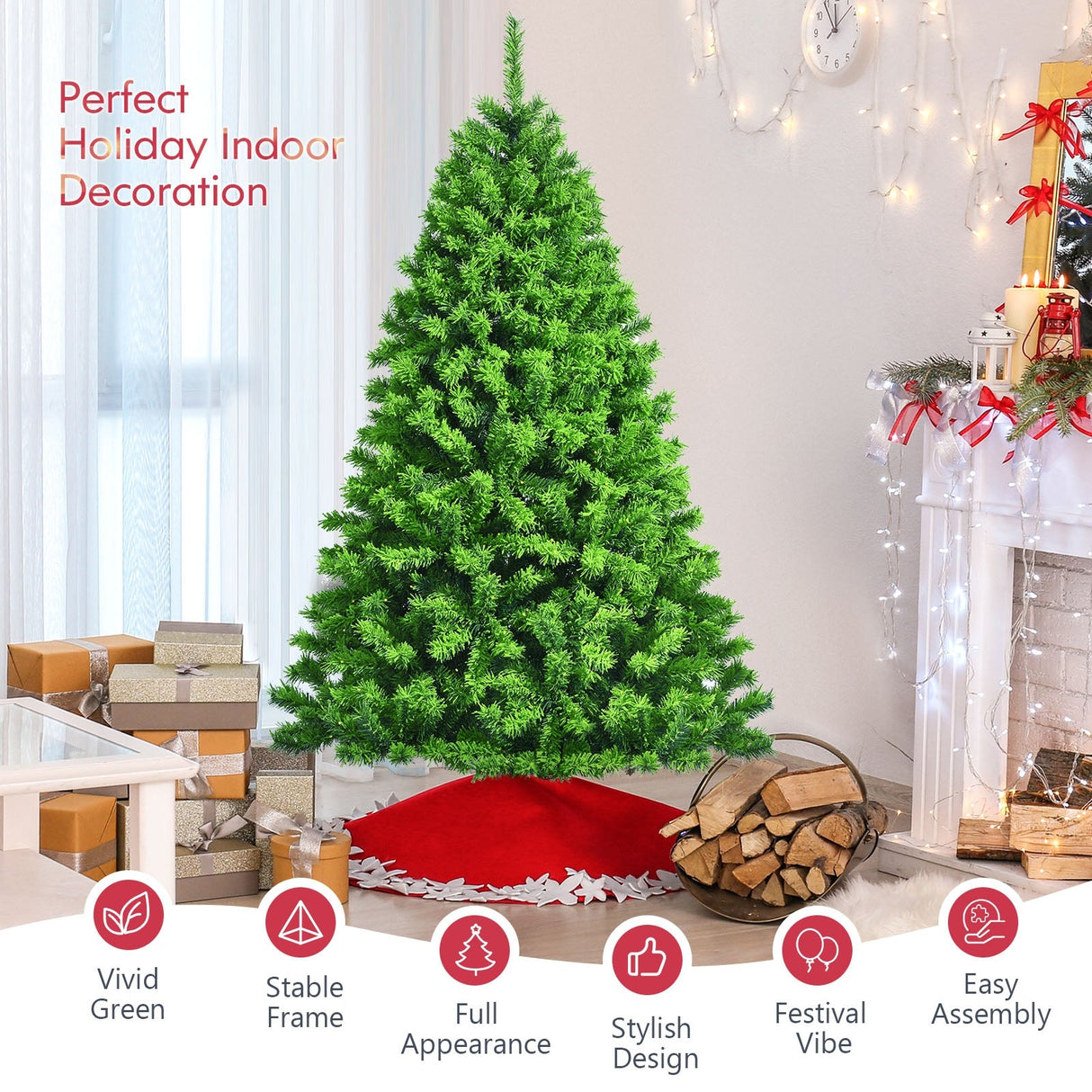 Árbol de Navidad artificial nevado con soporte metálico