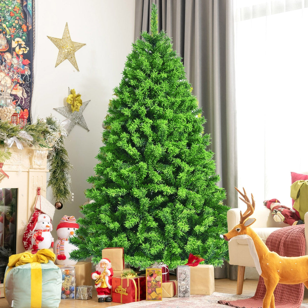 Árbol de Navidad artificial nevado con soporte metálico