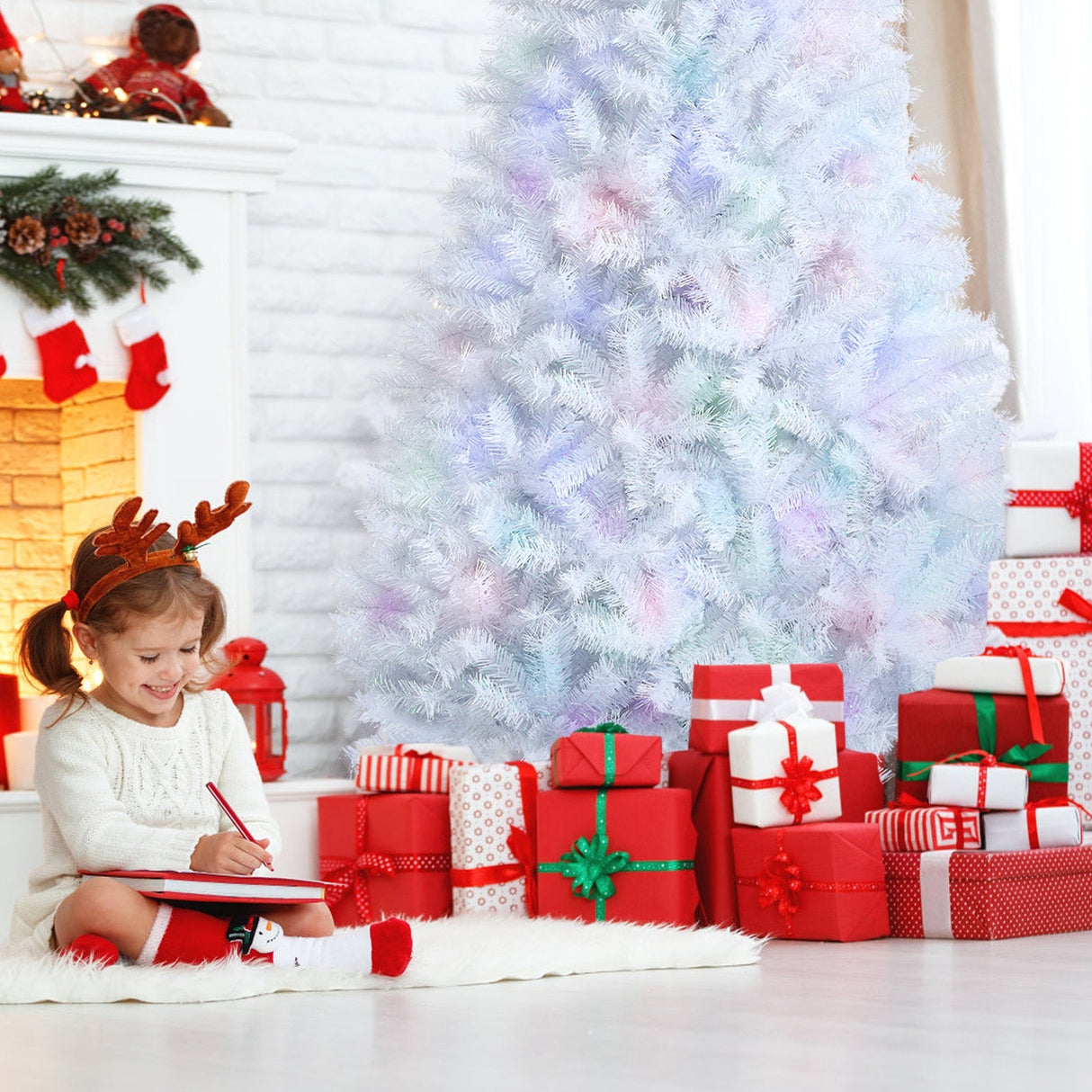 Árbol de Navidad artificial de 2,4 metros con 1636 puntas iridiscentes