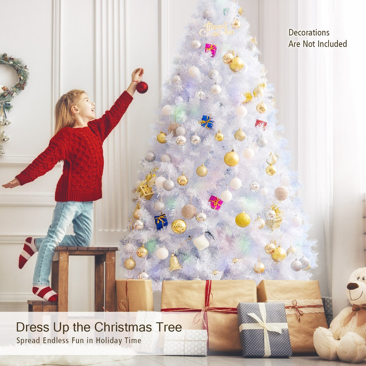 Árbol de Navidad artificial de 2,4 metros con 1636 puntas iridiscentes