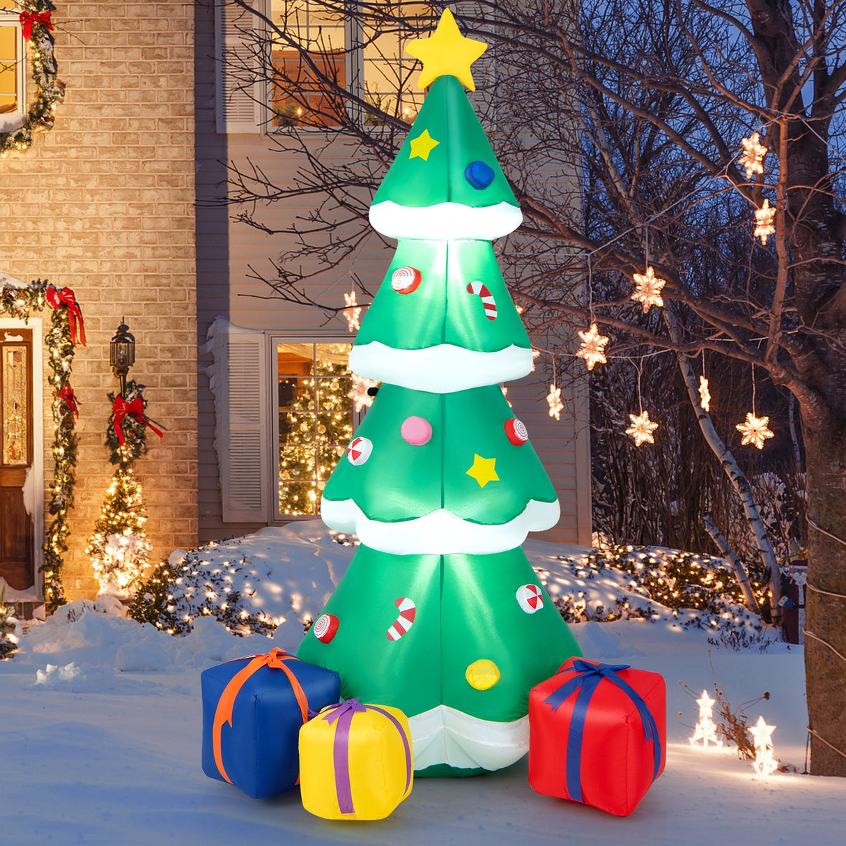 Árbol de Navidad inflable de 1.80 metros con 3 cajas de regalo