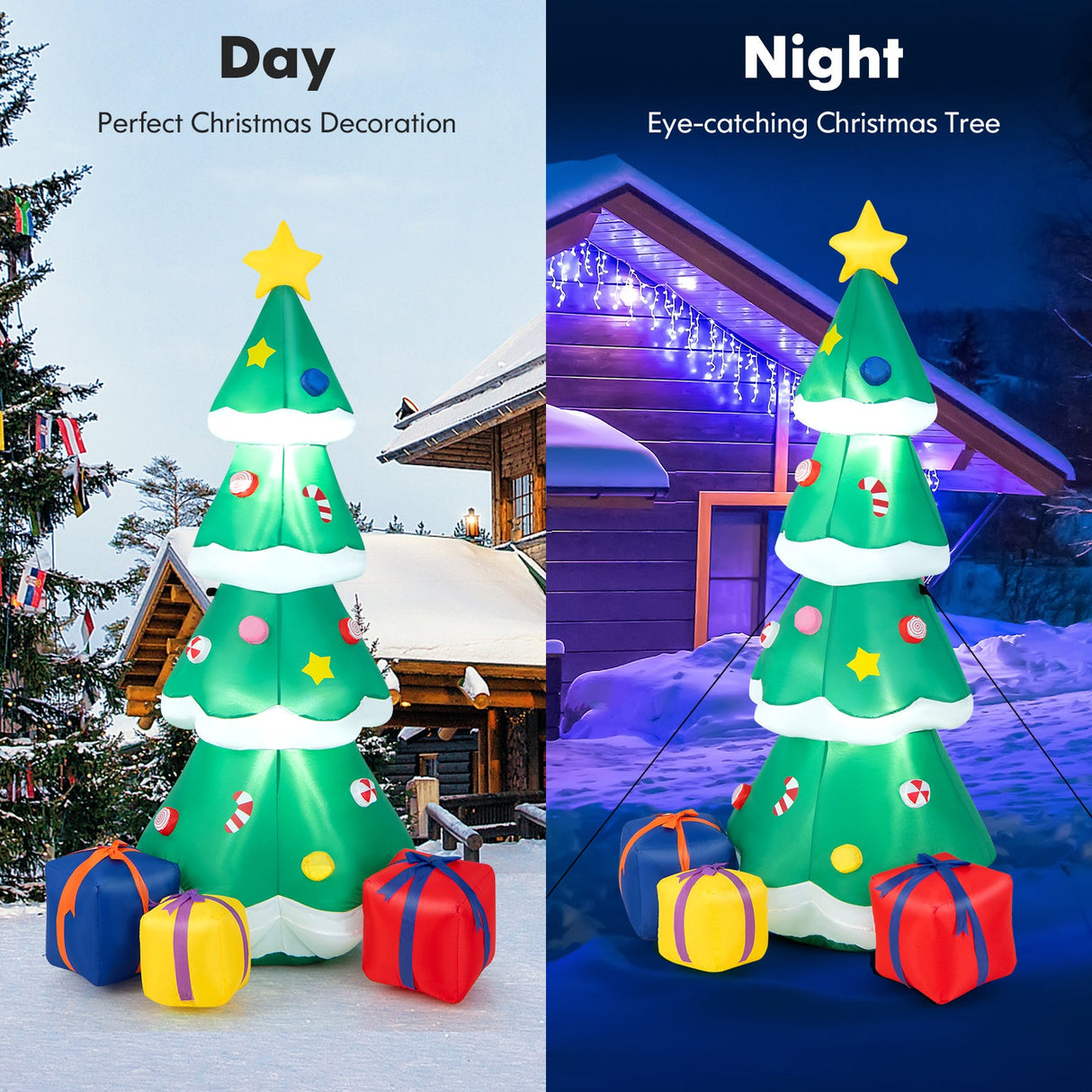 Árbol de Navidad inflable de 1.80 metros con 3 cajas de regalo