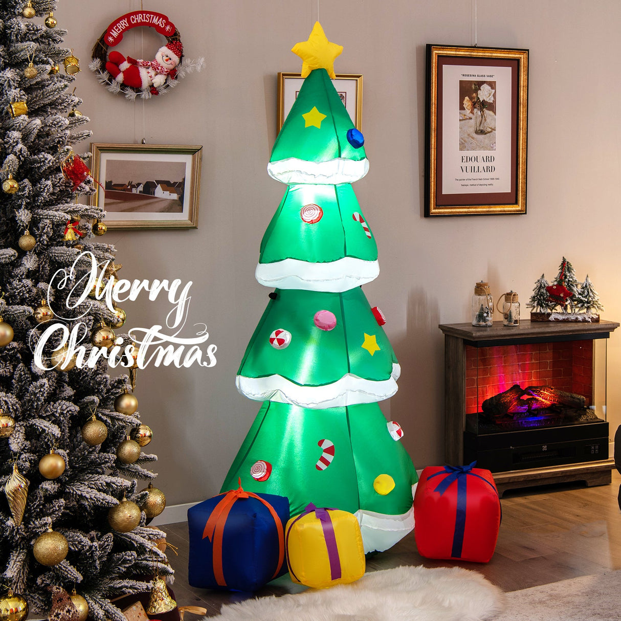 Árbol de Navidad inflable de 1.80 metros con 3 cajas de regalo