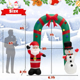 Arco inflable de Navidad de 8 pies con Papá Noel y Muñeco de Nieve
