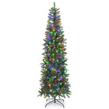 Árbol de Navidad artificial preiluminado de 7.5 pies con luces LED blancas cálidas y de varios colores