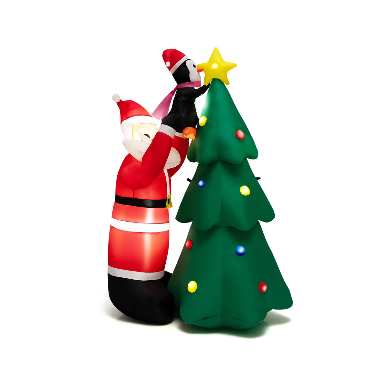 Árbol de Navidad y Papá Noel hinchables de 1,8 m con LED y soplador de aire