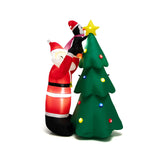 Árbol de Navidad y Papá Noel hinchables de 1,8 m con LED y soplador de aire