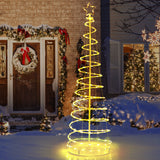 Árbol de Navidad espiral iluminado de 6 pies con estrella en la copa - Blanco
