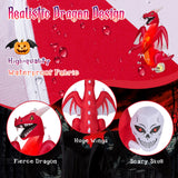 Inflables de Halloween de 8 pies, dragón rojo inflable con alas y calavera