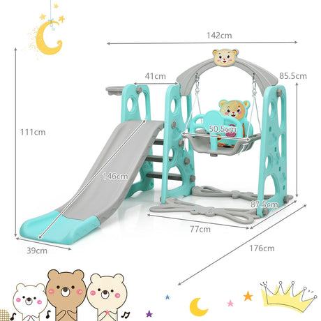 Juego de tobogán 3 en 1 para niños pequeños con trepador y columpio