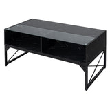 Center Table with Faux Marble and Tempered Glass Top