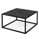 Mesa de centro cuadrada moderna de cristal con estructura de metal para sala de estar