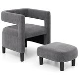 Comfy Accent Armchair with Footrest-Gray