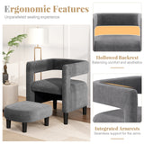 Comfy Accent Armchair with Footrest-Gray
