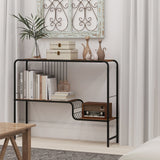 Mesa consola con estante de almacenamiento y estructura de metal para sala de estar