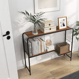 Mesa consola con estante de almacenamiento y estructura de metal para sala de estar