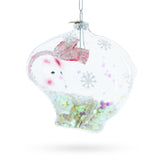 Clear Polar Bear Glass Christmas Ornament
