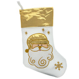 Set of 3 Gold and Silver, on White Felt Santa, Reindeer Christmas Stockings 15 Inches
