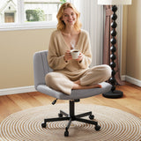 Criss Cross Chair with Wheels Cross-Legged Swivel Desk Chair with Soft-Padded Wide Seat