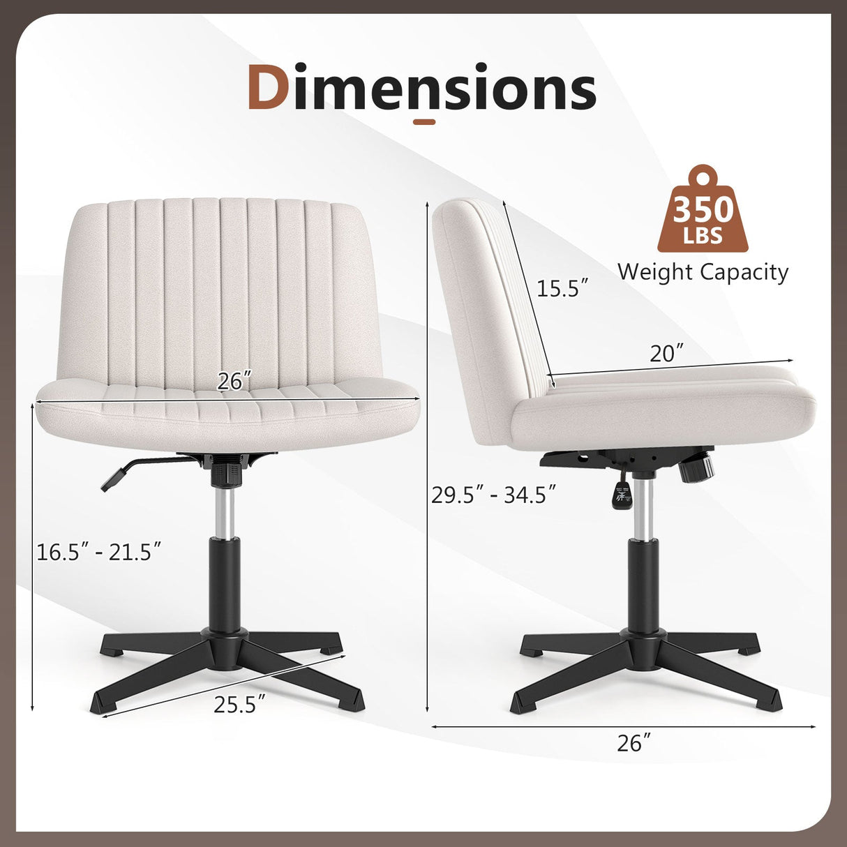 Criss Cross-Legged Swivel Desk Chair No Wheels