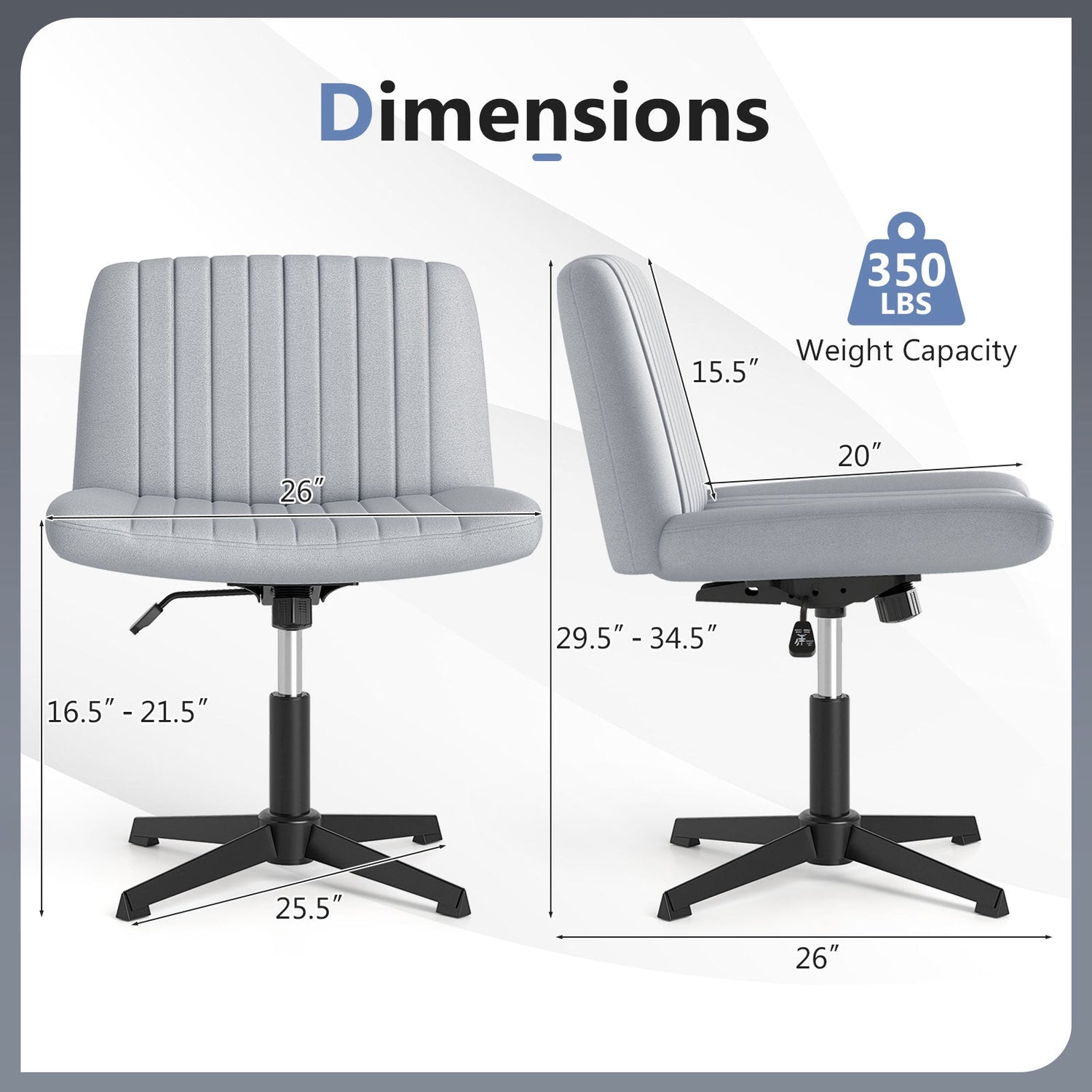 Criss Cross-Legged Swivel Desk Chair No Wheels