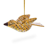 6-Inch Long Golden Bird Wooden Christmas Ornament