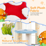 Bonito Árbol Rascador para Gatos con forma de Seta, Postes Rascadores de Sisal, Condo Superior y Plataformas Acolchadas-Multicolor