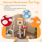Bonito Árbol Rascador para Gatos con forma de Seta, Postes Rascadores de Sisal, Condo Superior y Plataformas Acolchadas-Multicolor
