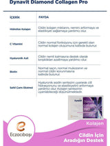 Dynavit Diamond Collagen Pro 30 Sachets - Premium Collagen Supplement with Hyaluronic Acid & Vitamin C for Skin Hydration and Anti-Aging