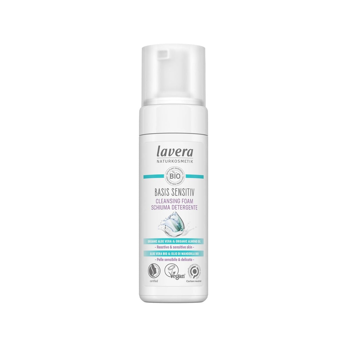 Lavera Basis Sensitiv: Gentle Facial Cleansing Foam - Natural Face Wash for Sensitive Skin - 5.07 fl oz