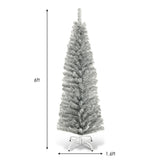 6 Feet Tinsel Tree Unlit Slim Pencil Christmas Tree