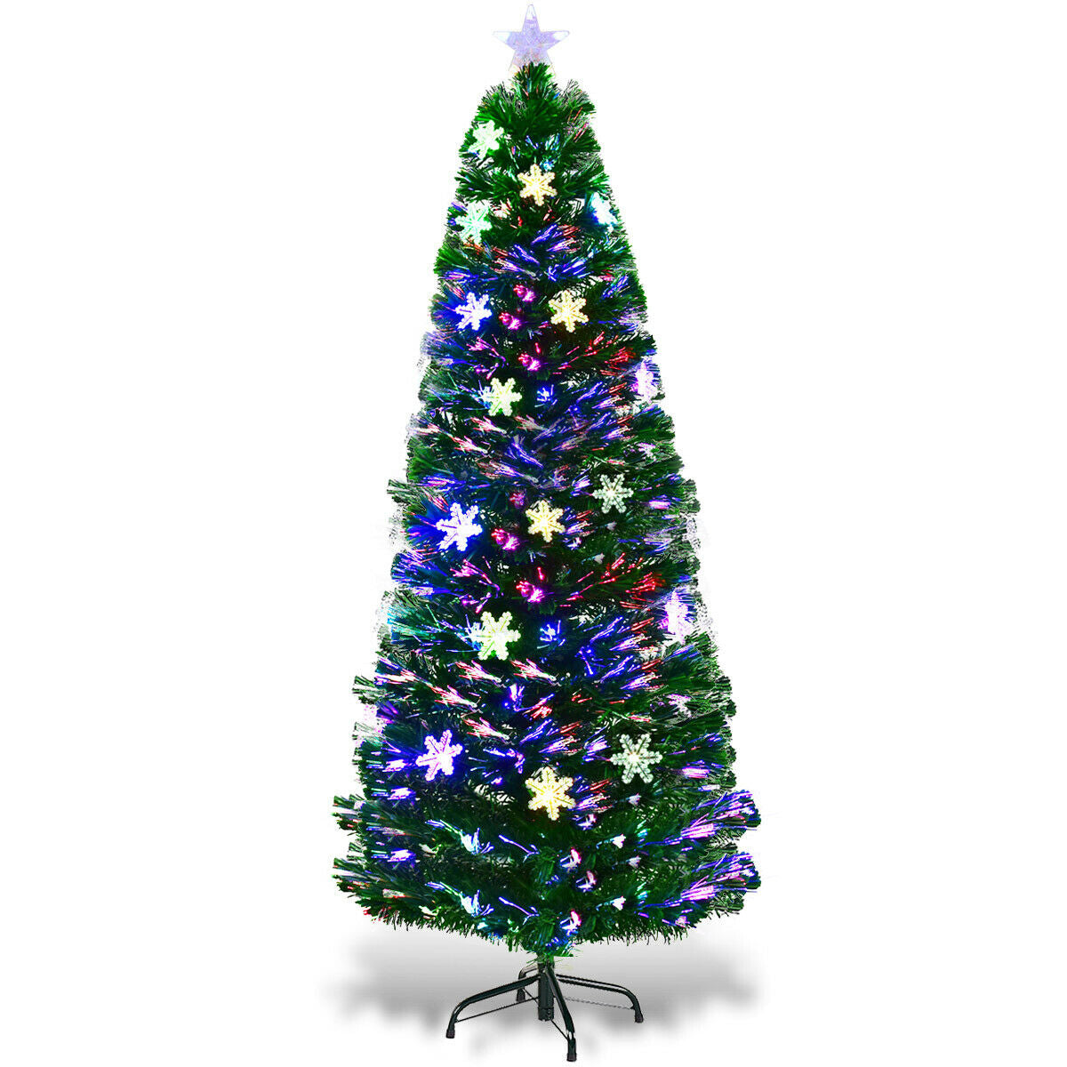 Árbol de Navidad Artificial Óptico LED con Copos de Nieve