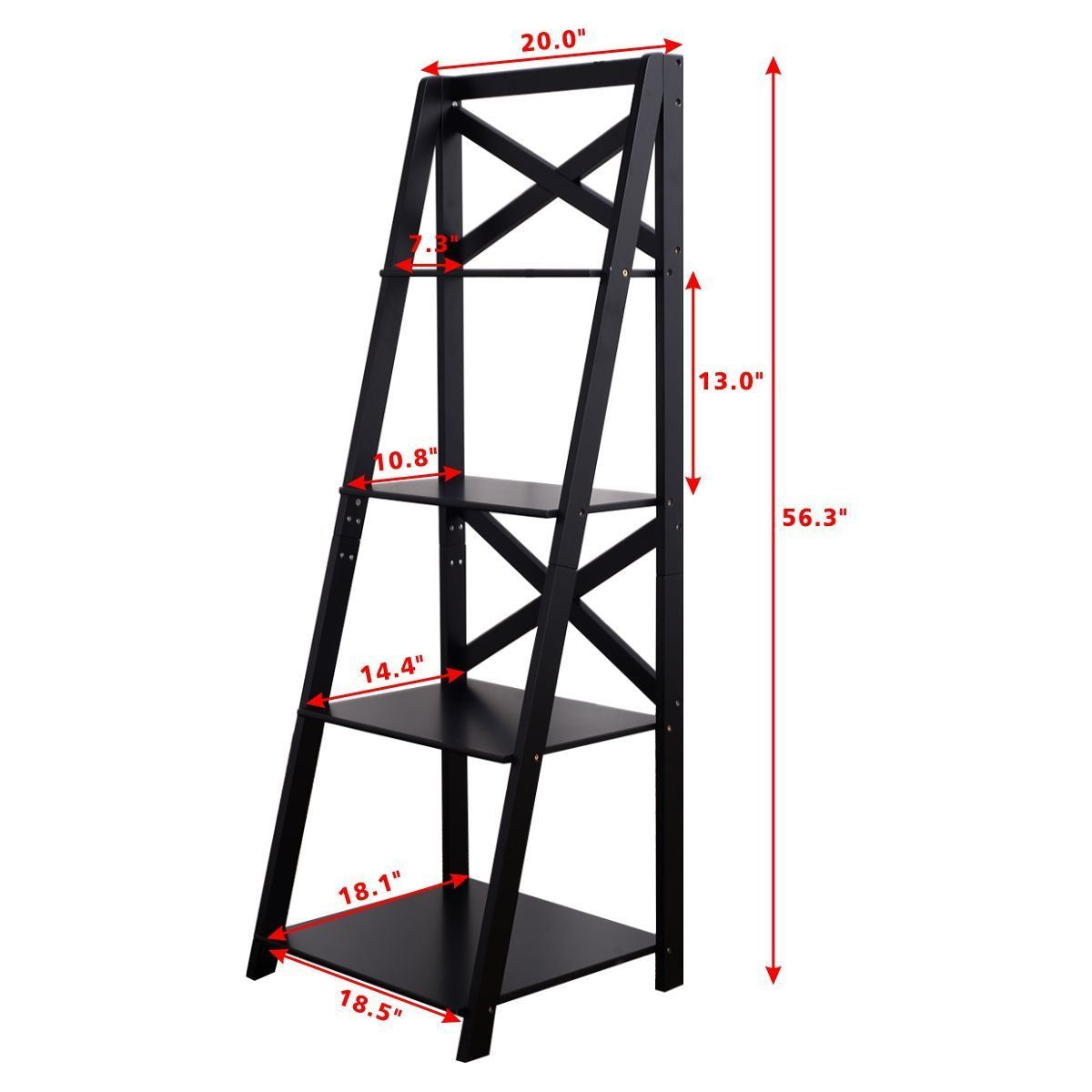 Estantería de escalera de 4 niveles independiente - Blanca