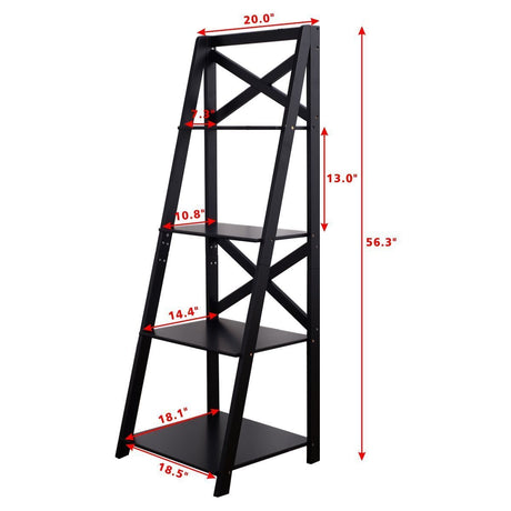 Estantería de escalera de 4 niveles independiente - Blanca