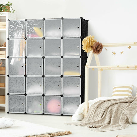 Organizador de Almacenamiento de Cubos de Plástico de Bricolaje de 20 Cubos con Puertas
