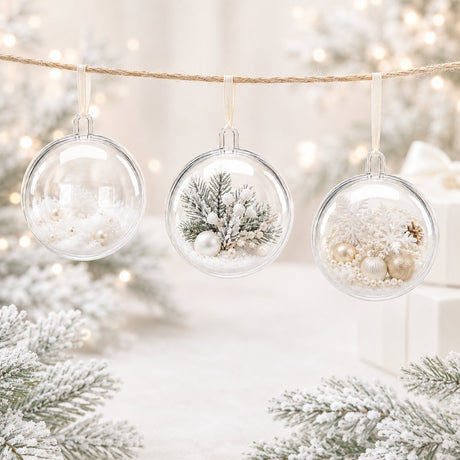 2.36-Inch Clear Plastic Fillable Christmas Ball Ornaments for DIY Crafts: Set of 3