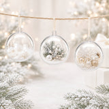 Set of 3 Openable Fillable Clear Plastic Ball Christmas Ornaments DIY Craft 4 Inches