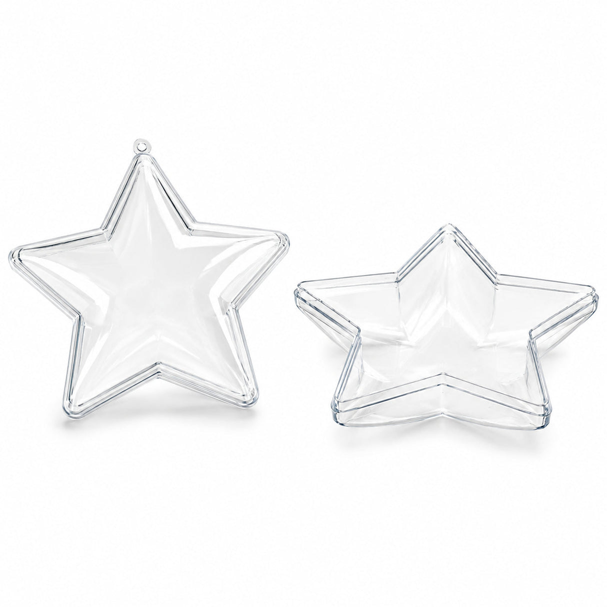 Set of 3 Openable Fillable Clear Plastic Star Christmas Ornaments DIY Craft 3.5 Inches