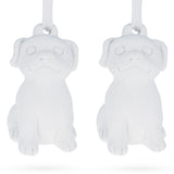 Set of 2 Blank Unfinished White Plaster Dog Christmas Ornaments DIY Craft 3.25 Inches