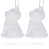 Set of 2 Blank Unfinished White Plaster Dog Christmas Ornaments DIY Craft 3.25 Inches