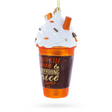 Pumpkin Spice Coffee Drink with Whipped Cream Glass Christmas Ornament